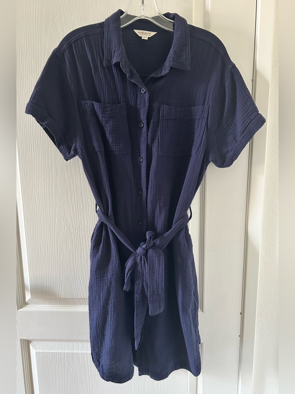 Weatherproof Vintage Navy Button-Front Shirt Dress